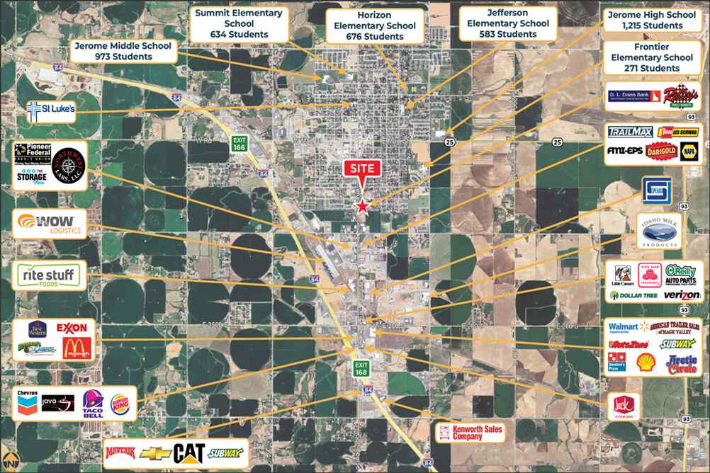 Map of the area featuring businesses